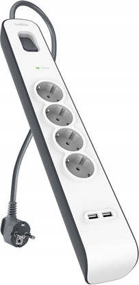 Picture of Belkin Surge Prot. Strip 4outlet 2xUSB-A, 2m Cabel  BSV401vf2M-V2