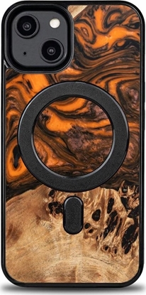 Attēls no BeWood Etui z drewna i ywicy na iPhone 15 Plus MagSafe Bewood Unique Orange - pomaraczowo-czarne