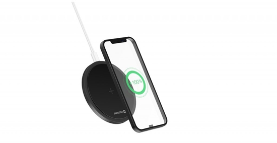 Picture of Bezvadu Lādētājs Swissten ar USB - USB-C kabeli 15W Melns