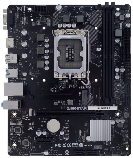 Picture of Mainboard|BIOSTAR|Intel H610|LGA1700|Micro-ATX|Memory DDR4|Memory slots 2|H610MHC2.0