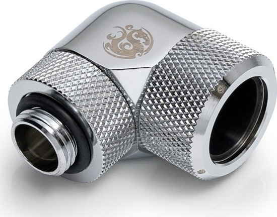 Изображение BitsPower Bitspower Advanced Adapter 90 Grad G1/4 Zoll AG auf 16mm AD Hardtube - drehbar, silber