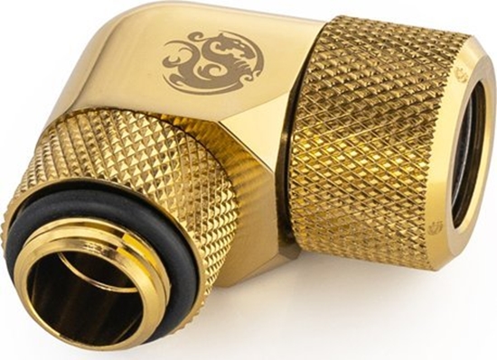 Изображение BitsPower Bitspower Advanced Multi-Link Adapter Anschluss 90 Grad G1/4 Zoll AG auf 12mm AD Hardtube - drehbar, Messing