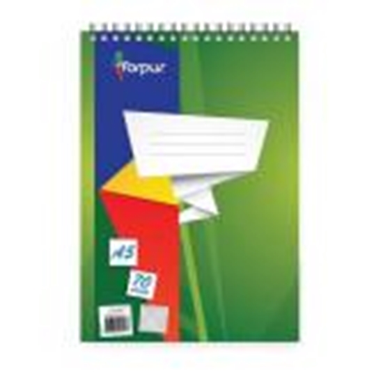 Изображение Bloknots A5,  70 lapas rūtiņu,  ar spirāli augšpusē FORPUS LV