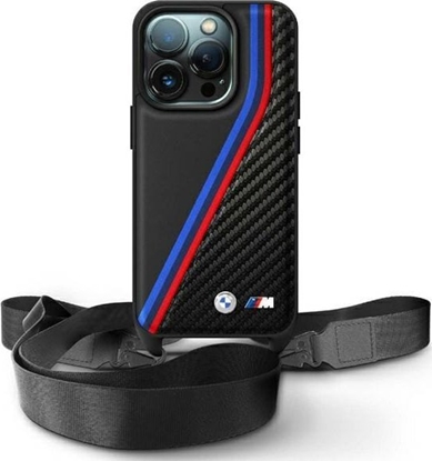 Attēls no BMW BMW BMHCP16L23PSVTK iPhone 16 Pro 6.3"    czarny/black hardcase M Edition Carbon Tricolor Lines & Strap