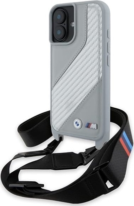 Изображение BMW BMHCP16S23PSCCG iPhone 16 6.1 szary hardcase M Edition Carbon Stripe & Strap