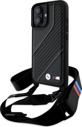 Изображение BMW BMHCP16S23PSCCK iPhone 16 6.1" czarny/black hardcase M Edition Carbon Stripe & Strap