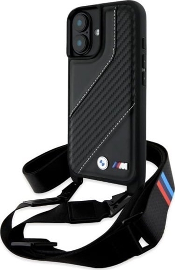 Picture of BMW BMHCP16S23PSCCK iPhone 16 6.1" czarny/black hardcase M Edition Carbon Stripe & Strap