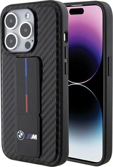 Изображение BMW Grip Stand Smooth & Carbon - Etui iPhone 15 Pro (czarny)