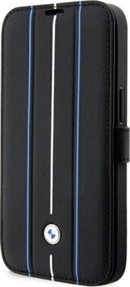 Изображение BMW Etui BMBKP14L22RVSK Apple iPhone 14 Pro czarny/black bookcase Leather Stamp Blue Lines