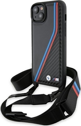 Изображение BMW Etui BMHCP15M23PSVTK Apple iPhone 15 Plus / 14 Plus hardcase M Edition Carbon Tricolor Lines & Strap czarny/czarny