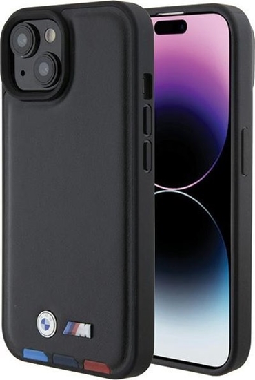 Picture of BMW Etui BMW BMHCP15S22PTDK Apple iPhone 15 Leather Stamp Tricolor czarny/black