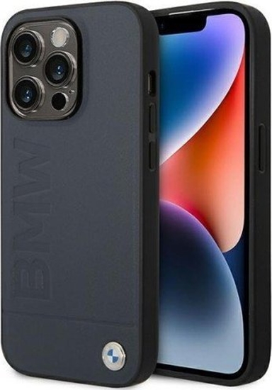 Изображение BMW Etui BMW BMHMP14XSLLNA Apple iPhone 14 Pro Max granatowy/navy hardcase Leather Hot Stamp MagSafe