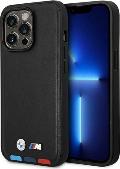 Picture of BMW Etui BMW do iPhone 14 Pro Max 6,7" czarny/black Leather Stamp Tricolor Magsafe