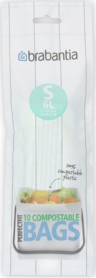 Изображение Brabantia PerfectFit Bin Liner Compostable Type S, 6 L, 10 bags