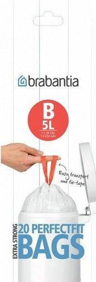 Изображение Brabantia PerfectFit Bin Liner Type B, 5 L, 20 Bags