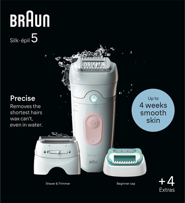 Attēls no Braun | Epilator | SE5-050 Silk-épil 5 | Operating time (max) 40 min | Number of power levels 1 | Wet & Dry | White