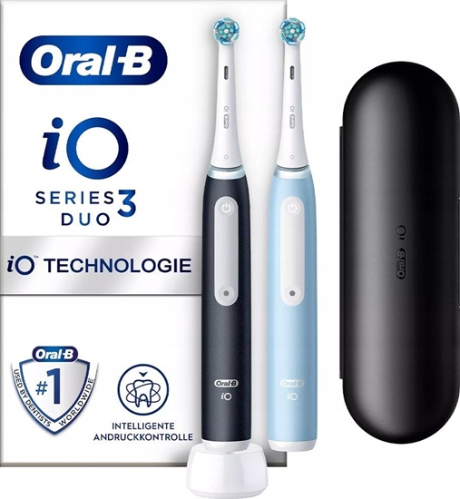 Picture of Braun Braun Oral-B iO Series 3N Duo, electric toothbrush (black/blue, matt black/ice blue incl. 2nd handpiece)