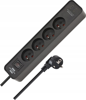 Picture of BRENNENSTUHL LISTWA ZASILAJCA ECOLOR 4 GN 1,5M CZARNA 2XUSB-C 15,5W