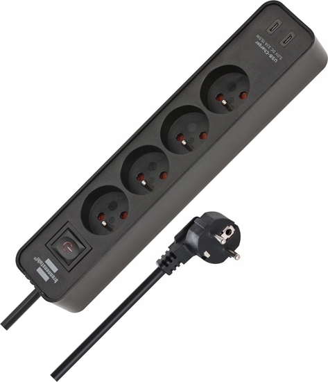 Picture of BRENNENSTUHL LISTWA ZASILAJCA ECOLOR 4 GN 1,5M CZARNA 2XUSB-C 15,5W