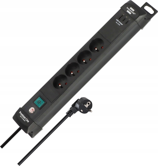 Picture of BRENNENSTUHL LISTWA ZASILAJCA PREMIUM-LINE 4 GN 3M CZARNA, 2XUSB-C PD 65W, USB-A 18W