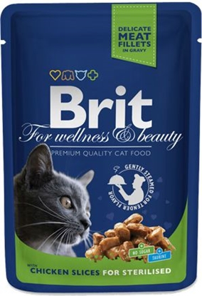 Attēls no Brit Premium Cat Pouches Chicken Slices for Sterilised 100g