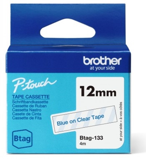 Picture of Brother BTAG-133 marķēšanas lenta Zils uz caurspīdīga