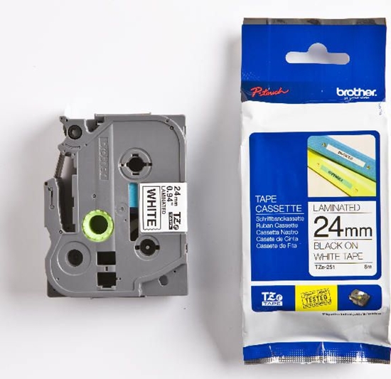 Изображение Brother labelling tape TZE-251 white/black   24 mm