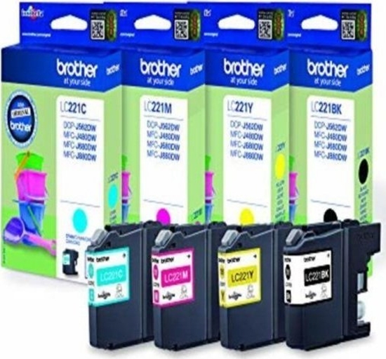 Picture of Brother LC221VALBP ink cartridge 4 pc(s) Original Black, Cyan, Magenta, Yellow