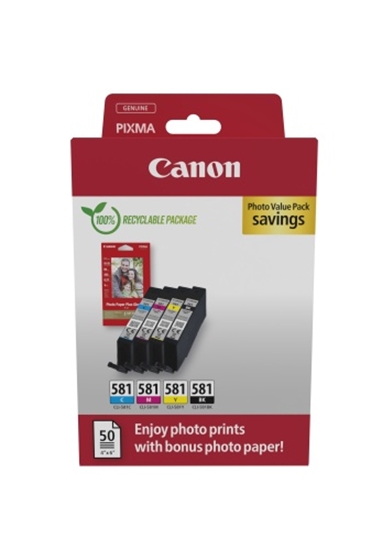 Picture of Canon CLI-581 BK/C/M/Y Photo Value Pack