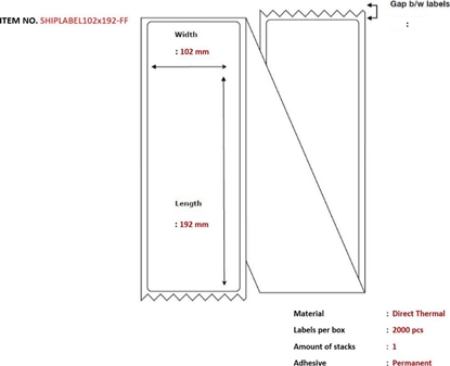 Picture of Capture Capture SHIPLABEL102X192-FF etykiet do nadruku