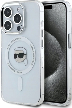 Изображение Case Karl Lagerfeld IML Metal Karl Head MagSafe for iPhone 15 Pro Max white
