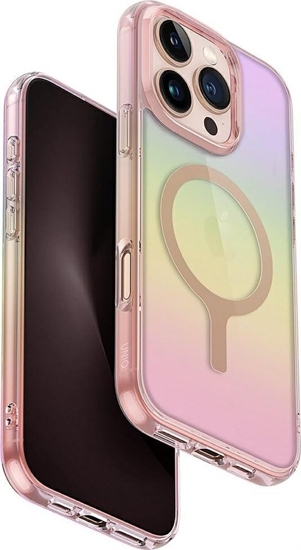 Picture of Case UNIQ Iridescia for iPhone 16 Pro Magclick Charging pink prism