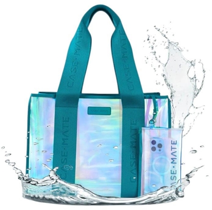 Attēls no Case-Mate Large Travel Tote Bag - Wodoodporna torba na rami z etui na telefon (Emerald Blue Soap Bubble)