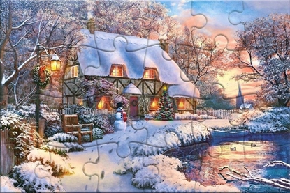 Picture of Castorland Puzzlowa kartka pocztowa Winter Cottage