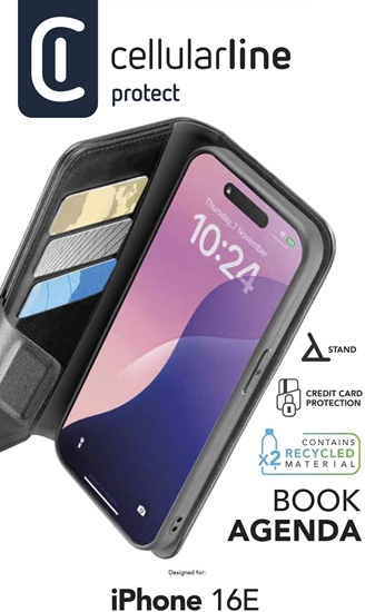 Изображение Cellularline 8018080492631 pokrowiec na telefon komórkowy 15,5 cm (6.1") Folio Czarny