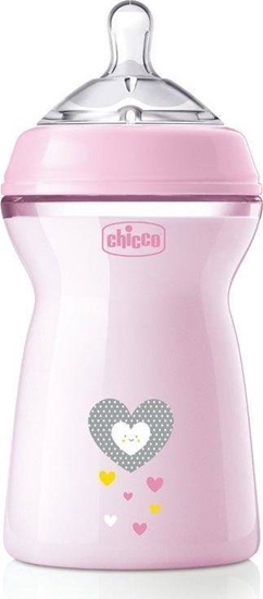 Изображение Chicco Butelka NaturalFeeling ze silikonowym smoczkiem 6m+ Róowa 330ml
