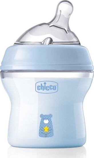 Изображение Chicco CHICCO_NaturalFeeling Butelka plastikowa 150ml ze smoczkiem silikonowym przepyw wolny 0m+ Niebieska