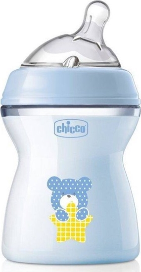 Изображение Chicco CHICCO_NaturalFeeling Butelka plastikowa 250ml ze smoczkiem silikonowym przepyw redni 2m+ Niebieska