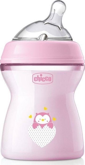 Изображение Chicco CHICCO_NaturalFeeling Butelka plastikowa 250ml ze smoczkiem silikonowym przepyw redni 2m+ Róowa