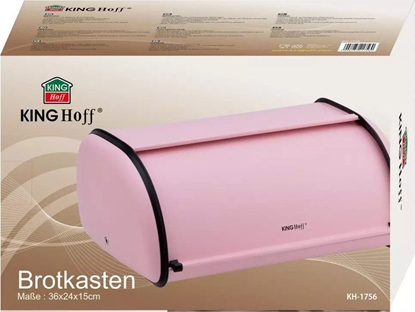 Attēls no Chlebak KingHoff Chlebak metalowy KINGHoff 1756 pojemnik na pieczywo stalowy róowy