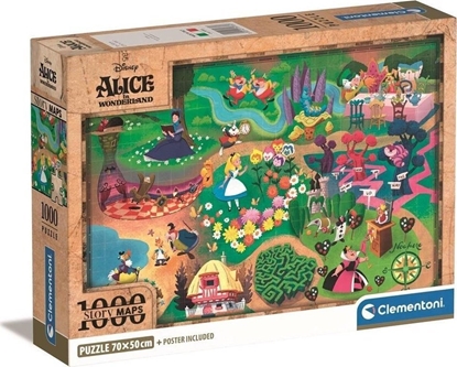 Attēls no Clementoni CLE puzzle 1000 Compact DisneyMaps Alice 39785