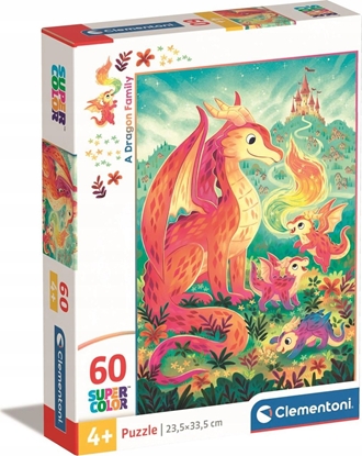 Attēls no Clementoni CLE puzzle 60 maxi SuperKolor ADragon family 26600