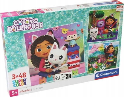 Attēls no Clementoni Puzzle 3x48 elementów Super Kolor Koci Domek Gabi