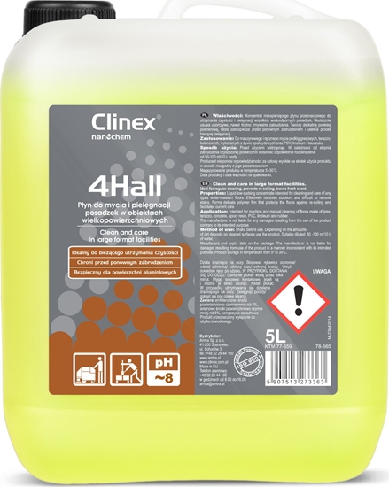 Picture of Clinex Koncentrat polimerowy pyn do mycia i pielgnacji posadzek CLINEX 4Hall 5L Koncentrat polimerowy pyn do mycia i pielgnacji posadzek CLINEX 4Hall 5L