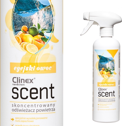 Picture of Clinex Skoncentrowany odwieacz powietrza rozpylany na powierzchnie CLINEX Scent - Egejski Owoc 500ML Skoncentrowany odwieacz powietrza rozpylany na powierzchnie CLINEX Scent - Egejski Owoc 500ML