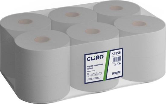 Picture of Cliro Cliro - Papier toaletowy w roli Jumbo, makulatura, 12 rolek, 130 m - Szary