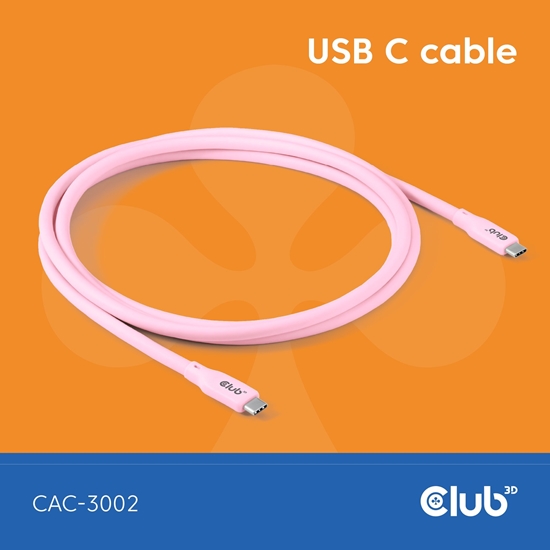 Picture of Club 3D Club3D Lifestyle USB-C Kabel  PD 240W,20Gbps  2m pink  St/St retail