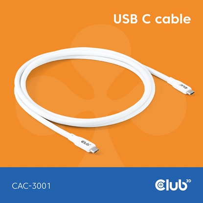 Picture of Club 3D Club3D Lifestyle USB-C Kabel  PD 240W,20Gbps  2m weiß  St/St retail