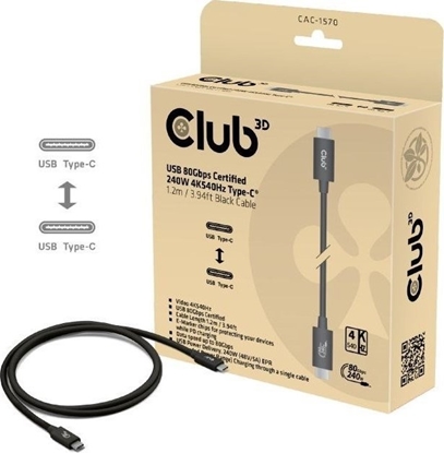 Attēls no Kabel USB Club 3D USB-C - USB-C 1 m Czarny (CAC-1570)