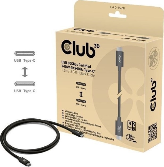 Picture of Kabel USB Club 3D USB-C - USB-C 1 m Czarny (CAC-1570)